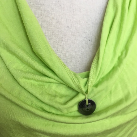 WD-NY Lime Green Draped Stretch Rayon T Shirt New With Tags L - Picture 2 of 7